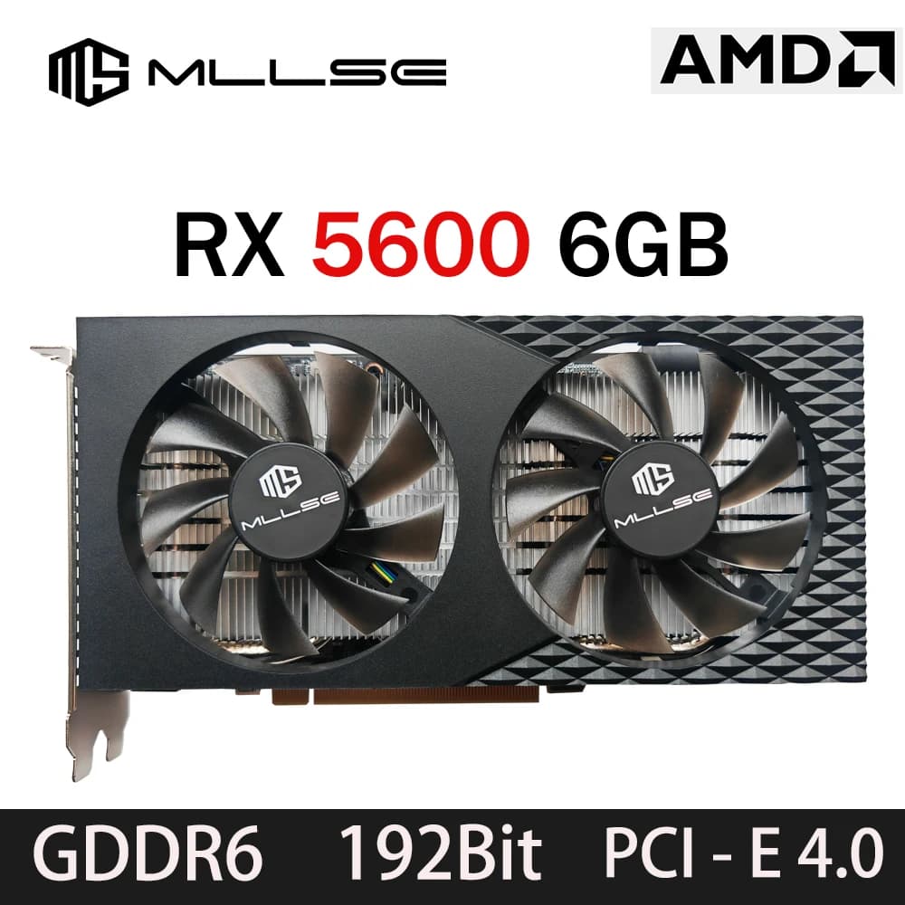 Scheda Grafica MLLSE RX5600 6GB, Placa De Video per Gaming, 7NM 192bit GDDR6, 8Pin PCI Express 4.0 x 16, 1670MHz, DP*3, per Desktop