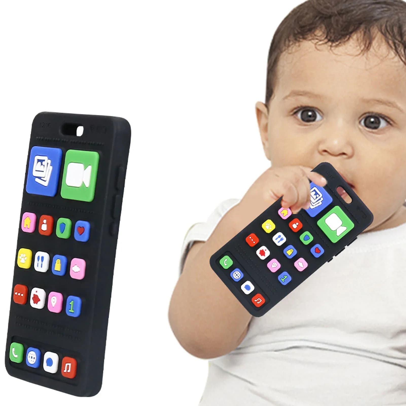 Massaggiagengive in Silicone a Forma di Telefono Cellulare per Neonati, Giocattolo Masticabile per Alleviare il Dolore delle Gengive, Grado Alimentare