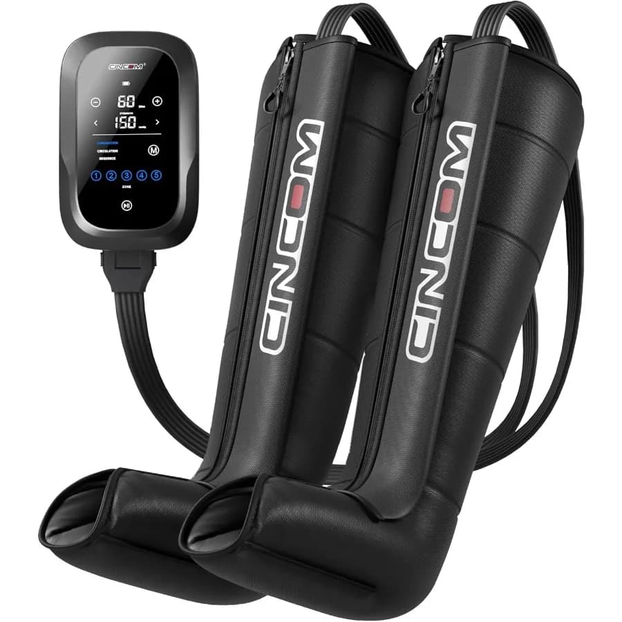 CINCOM Sistema di recupero per massaggiatore per gambe Stivali di compressione d'aria senza fili per la circolazione Dispositivo di compressione sequenziale professionale per l'atleta