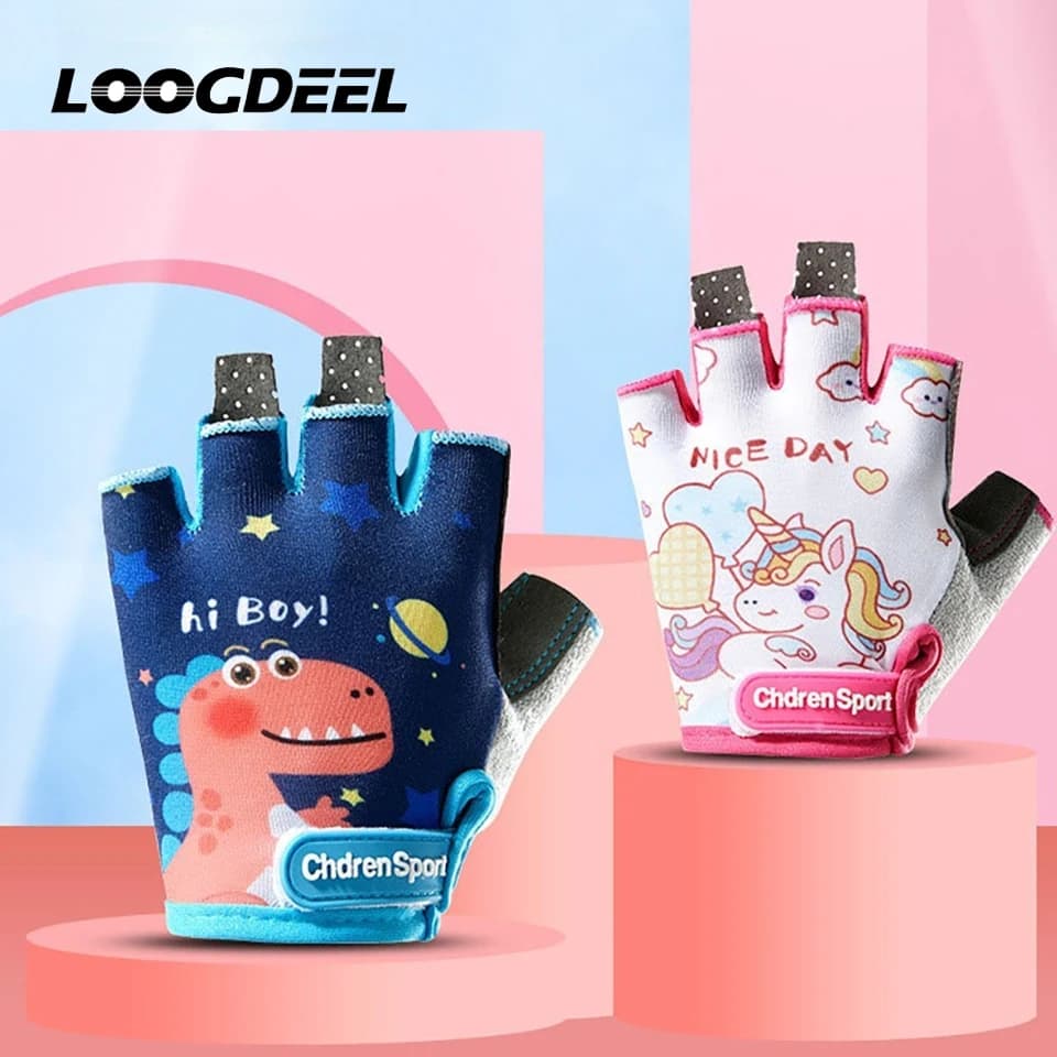 LOODEEL Children's Gloves Handwriting Skateboard Hand Protection Anti-slip Outdoor Sports Cycling for 3-12 years Boy Girl