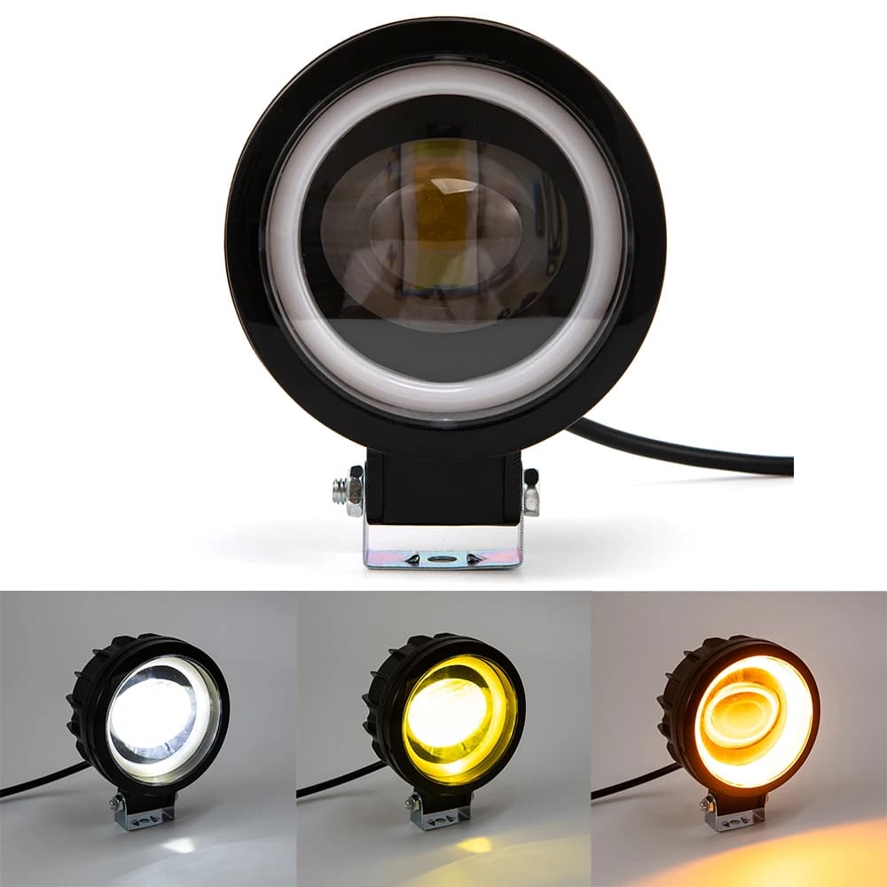 3inch LED Work Light Round Car Headlight Halo For Motorcycle Jeeps ATV SUV 12V 24V Angel Eyes Driving Lights
