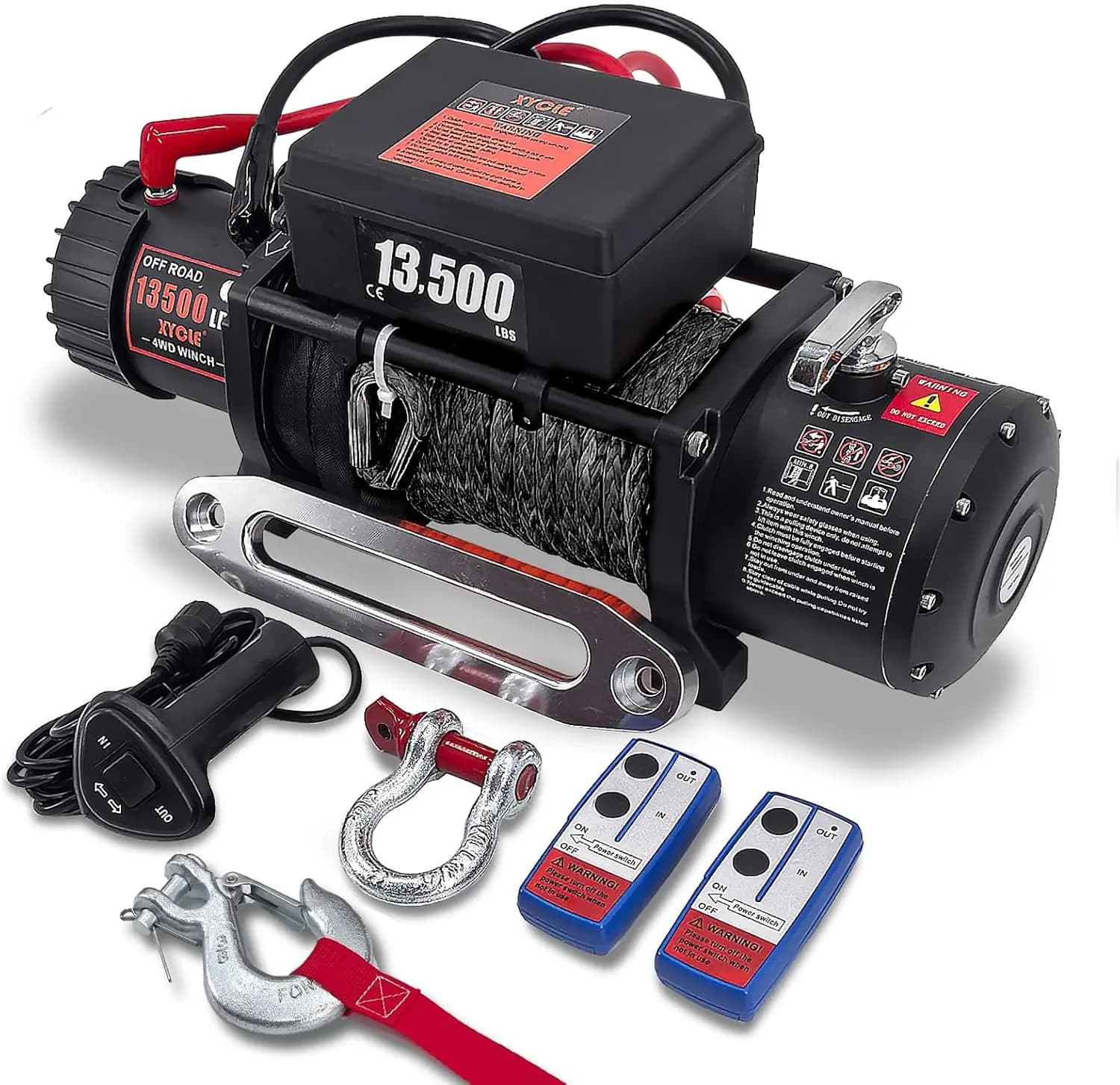 Verricello Elettrico Impermeabile 12V 13500 libbre con Cavo Sintetico per Camion, Rimorchi, Barche e SUV 4x4