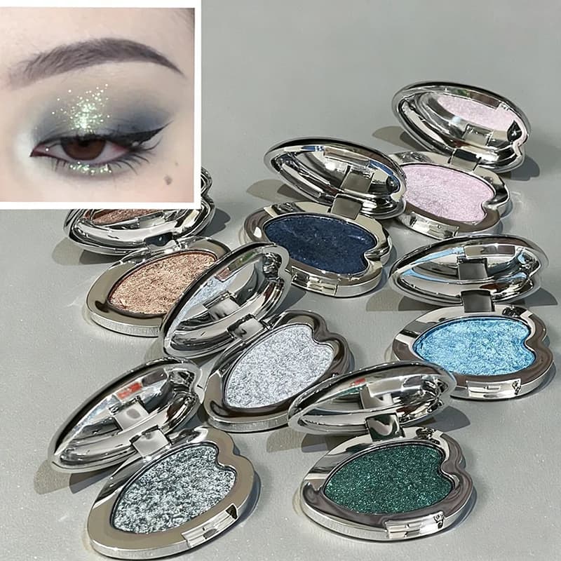 Palette di Ombretti Perlescente HERORANGE, Blush, Illuminante, Glitter Brillante, Ombretto a Forma di Cuore, Cosmetici per la Trucco