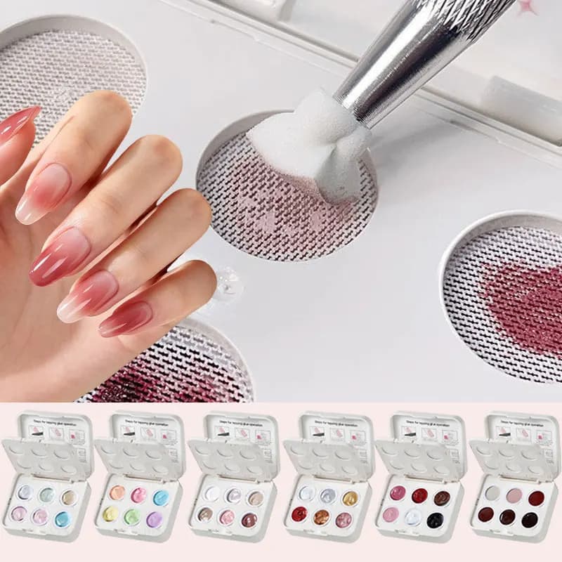 6 Colors No Wipe Cushion Patting Nail Gel Multi-function Gradient Ombre Aura Blush Blend UV LED Manicure Painting Polish for DIY