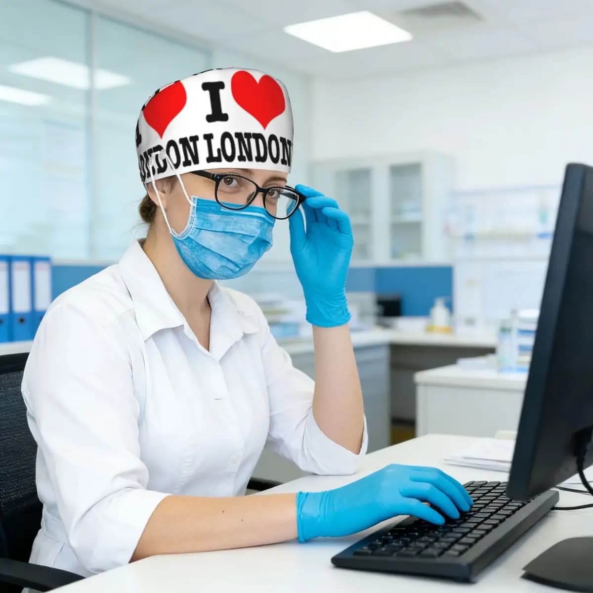 London UK England Scrub Hat Doctor Working Surgical Cap Unisex Adjustable Nursing Caps for Dentist