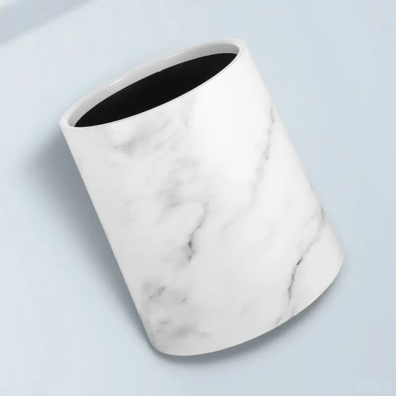 Cestino per Rifiuti a Doppio Strato Effetto Marmo, Contenitore per Carta e Spazzatura con Ampia Apertura, Moderno Bidone in Plastica per Casa, Bagno e Cucina