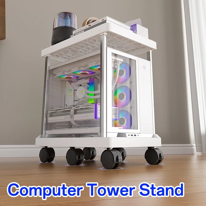 Supporto mobile per computer a 1/2/3 livelli – Scaffale portaoggetti multilivello per stampanti, ruote universali, design ventilato