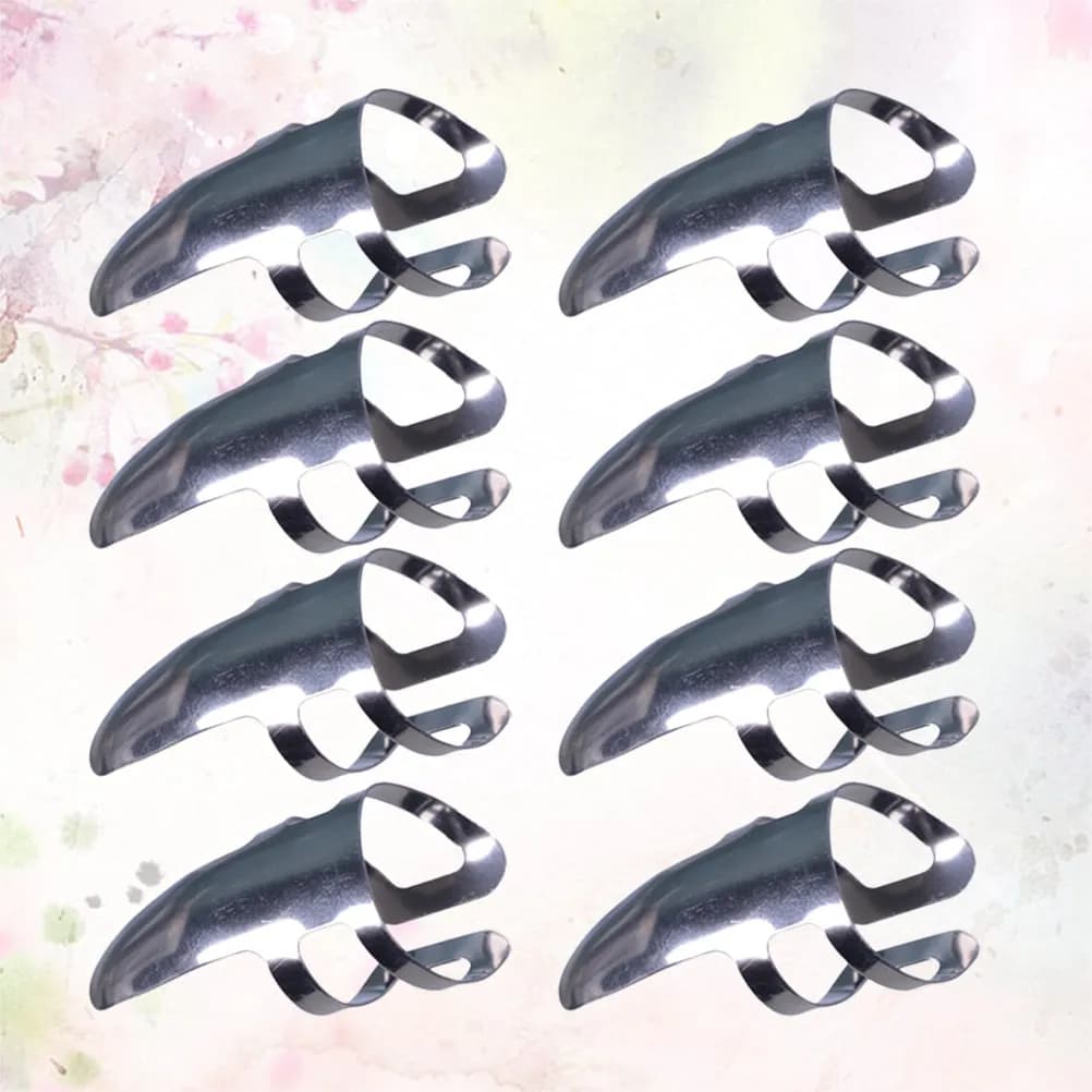 9Pcs Stainless Steel Guitar Finger Picks Forefinger Single Plectrums for Electric Acoustic Bass Banjo Nail Protection Improved