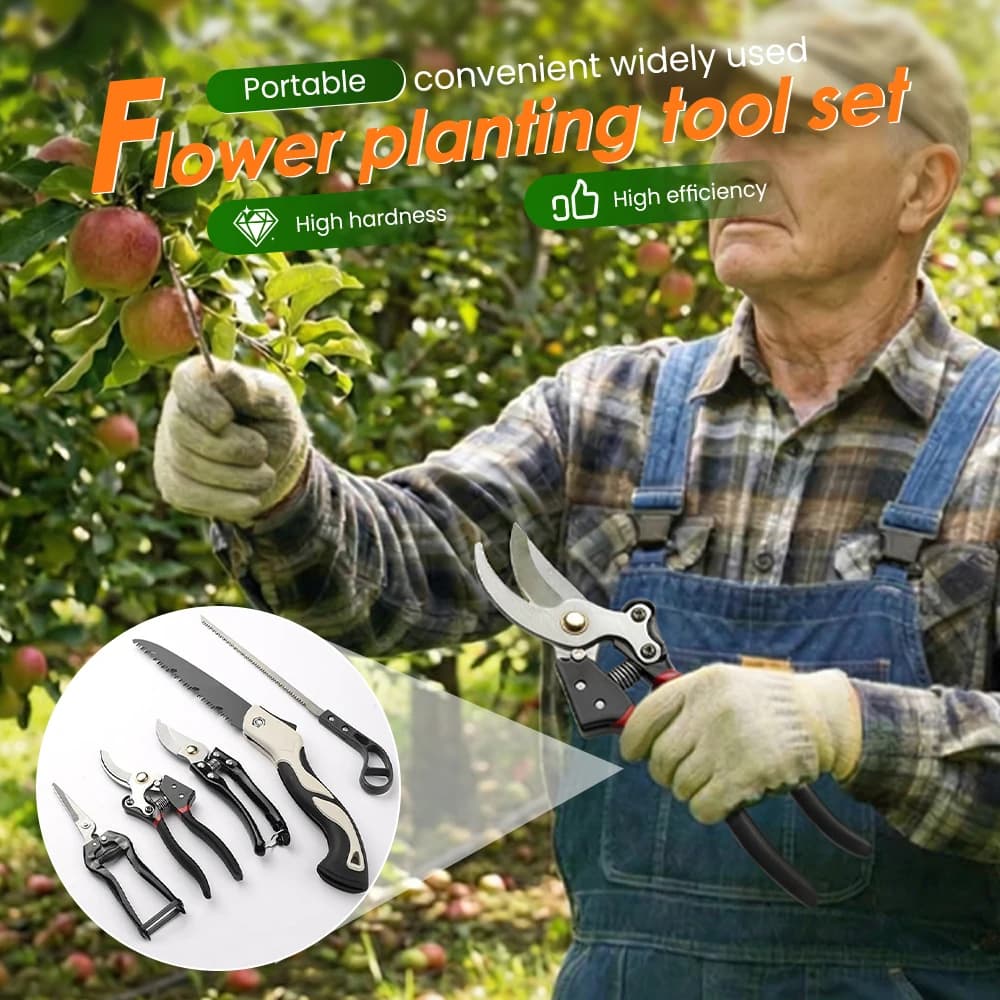 Professional gardening scissors for pruning branches, fruit trees, flowers, pruning tools for home use, set of 5 gardening tools