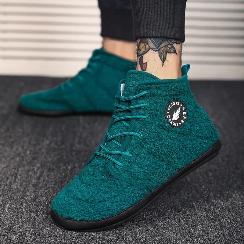 YRZL Scarpe in cotone da uomo invernali alte calde slip on pantofole leggere da uomo mocassini in cotone per interni in peluche scarpe calde invernali da uomo