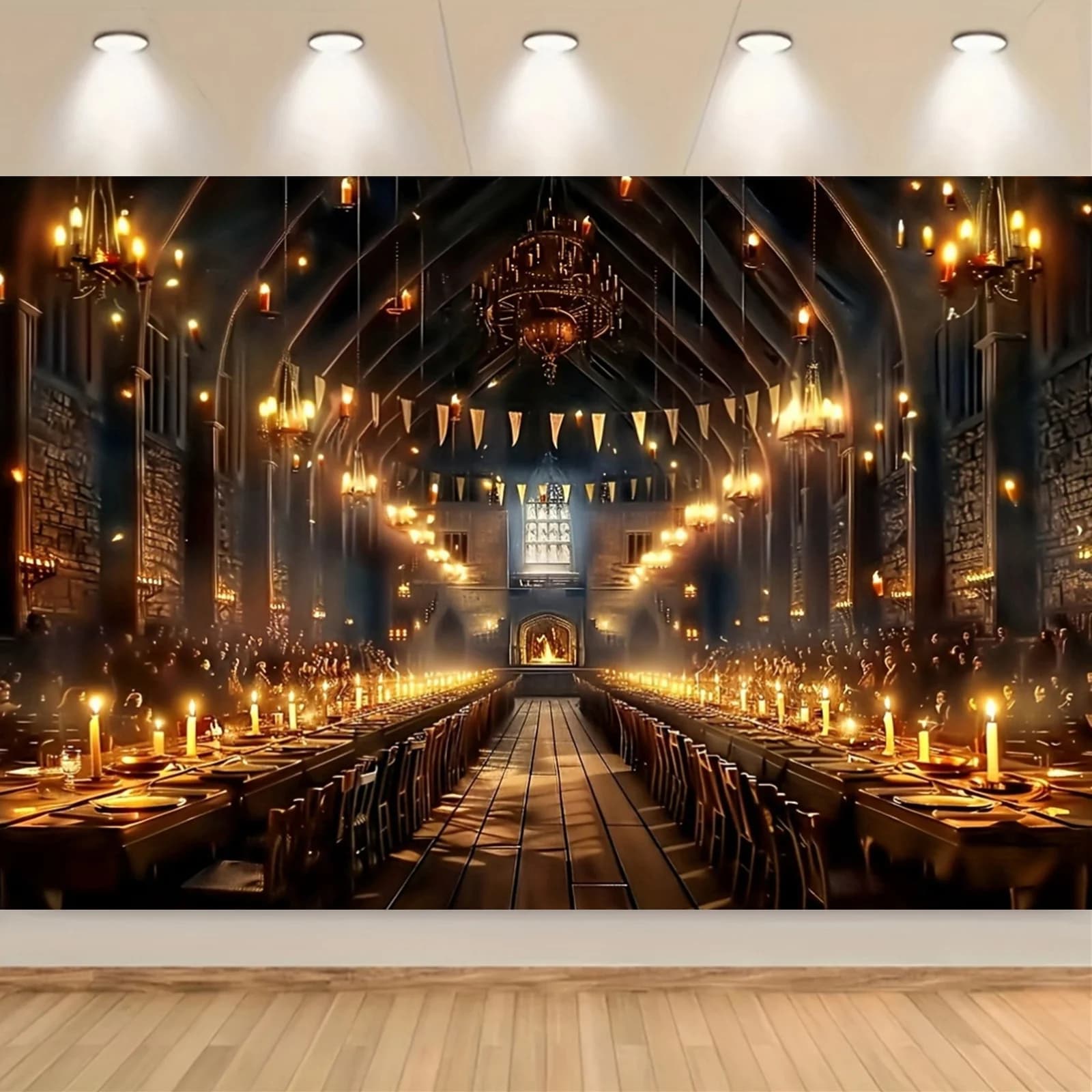 1 enchanting background of the castle of the magical school with church scene with candle lighting
