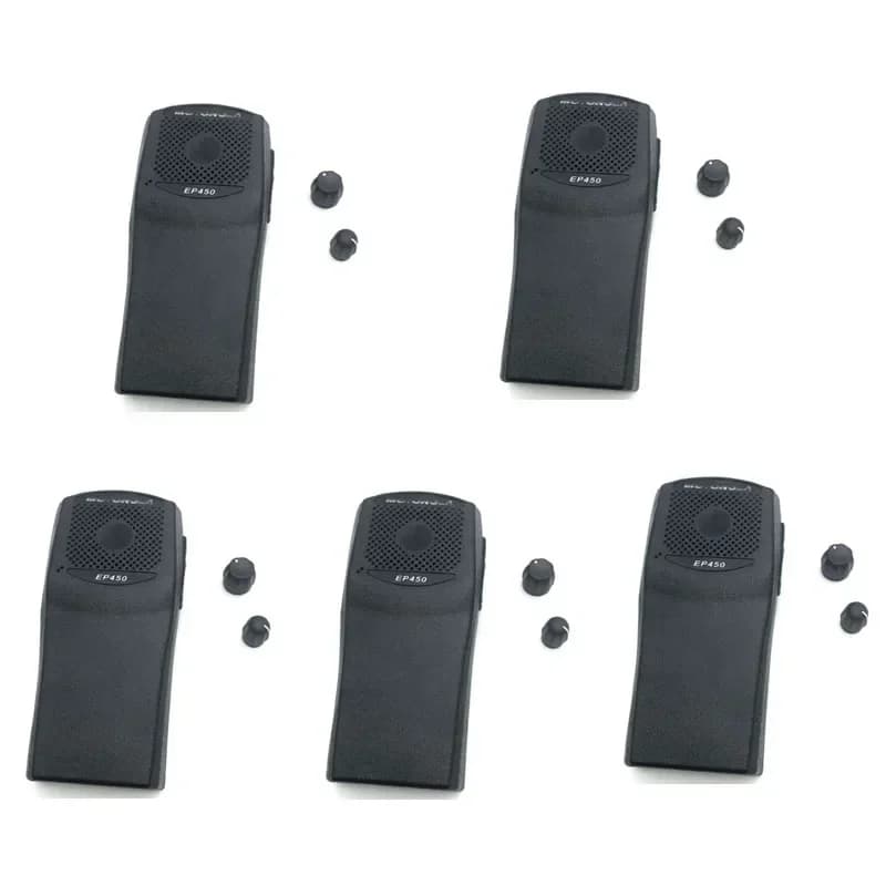 Lotto 5 Set Custodia protettiva per pannello frontale con manopole di volume e canale per Walkie Talkie radio bidirezionale Motorola EP450