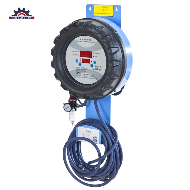 Gonfiatore Automatico per Pneumatici Auto, Verticale da Parete, in Metallo con Display LED, Distributore di Gas, Pompa di Gonfiaggio per Negozio