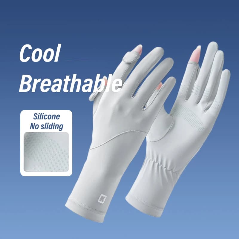 summer women's ice silk anti-UV outdoor sports cycling touch screen K standard lengthened gloves