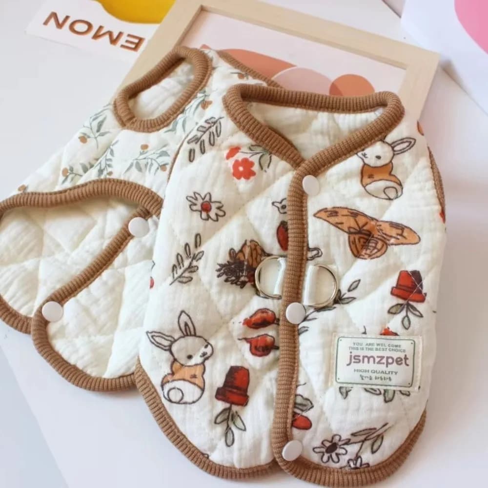 Nuovo simpatico coniglio stampato vestiti per cani da compagnia inverno caldo con giacca di velluto orsacchiotto cappotto forniture per animali vestiti per cuccioli gilet regalo