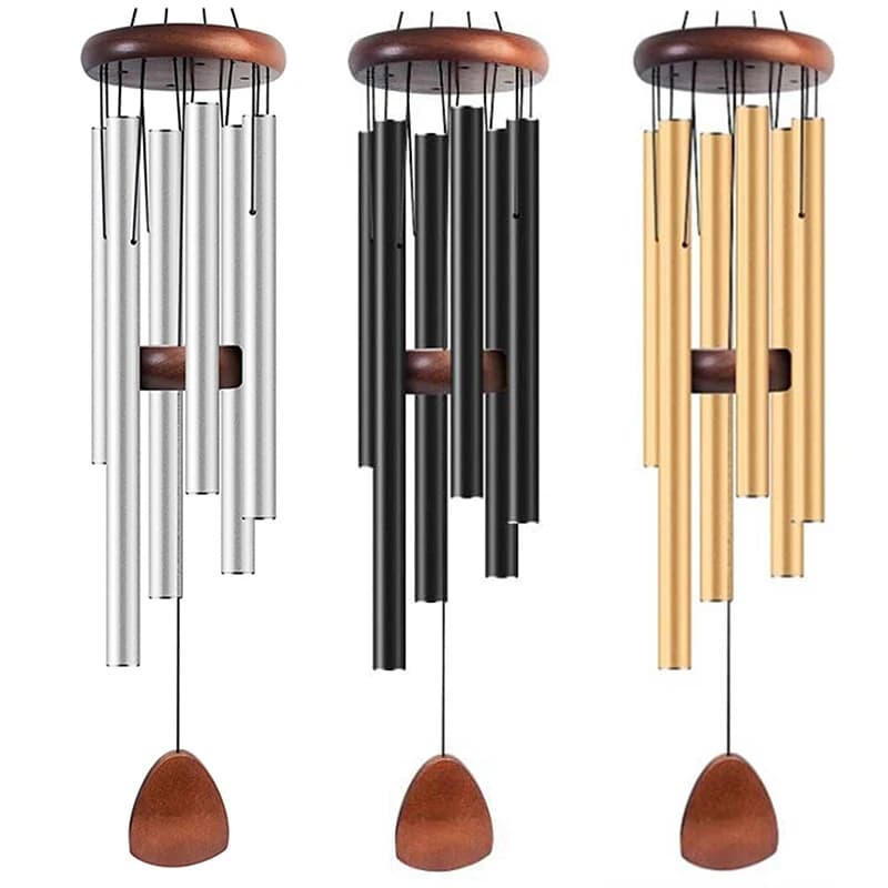 26 inch aluminum tube classic winding rings with wood hanging label, land, gardens, balcony, corridor
