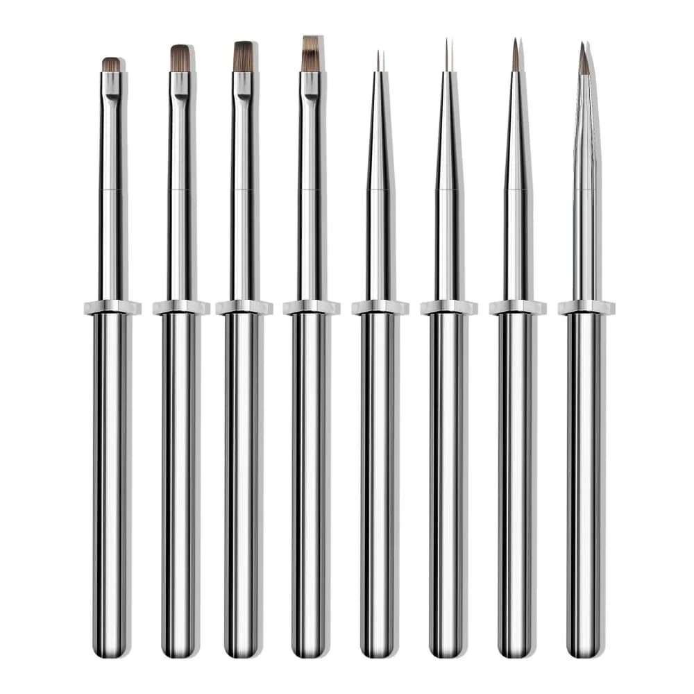 3-stage nail art pen with multifunctional and detachable metal handle, for thin lines, details and touches.