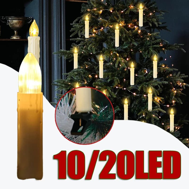 20LED Candle String LED Warm White Clip-on Flameless Cone Candle Family Party Holiday Home Christmas Tree Decoration Light