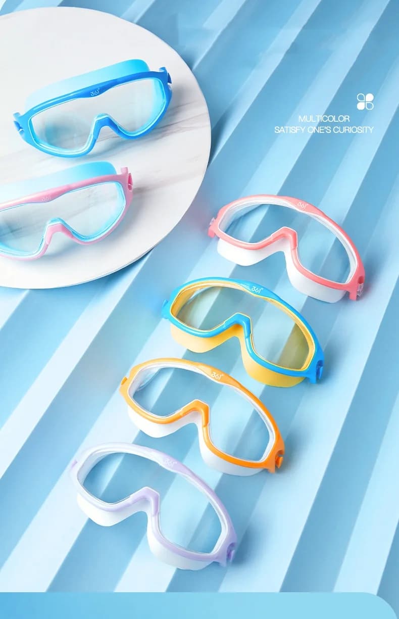 Kids Outdoor Waterproof Professional Swimwear Large Field View Underwater Mask Adjustable Silicone Beach Swimming Glasses for Kids