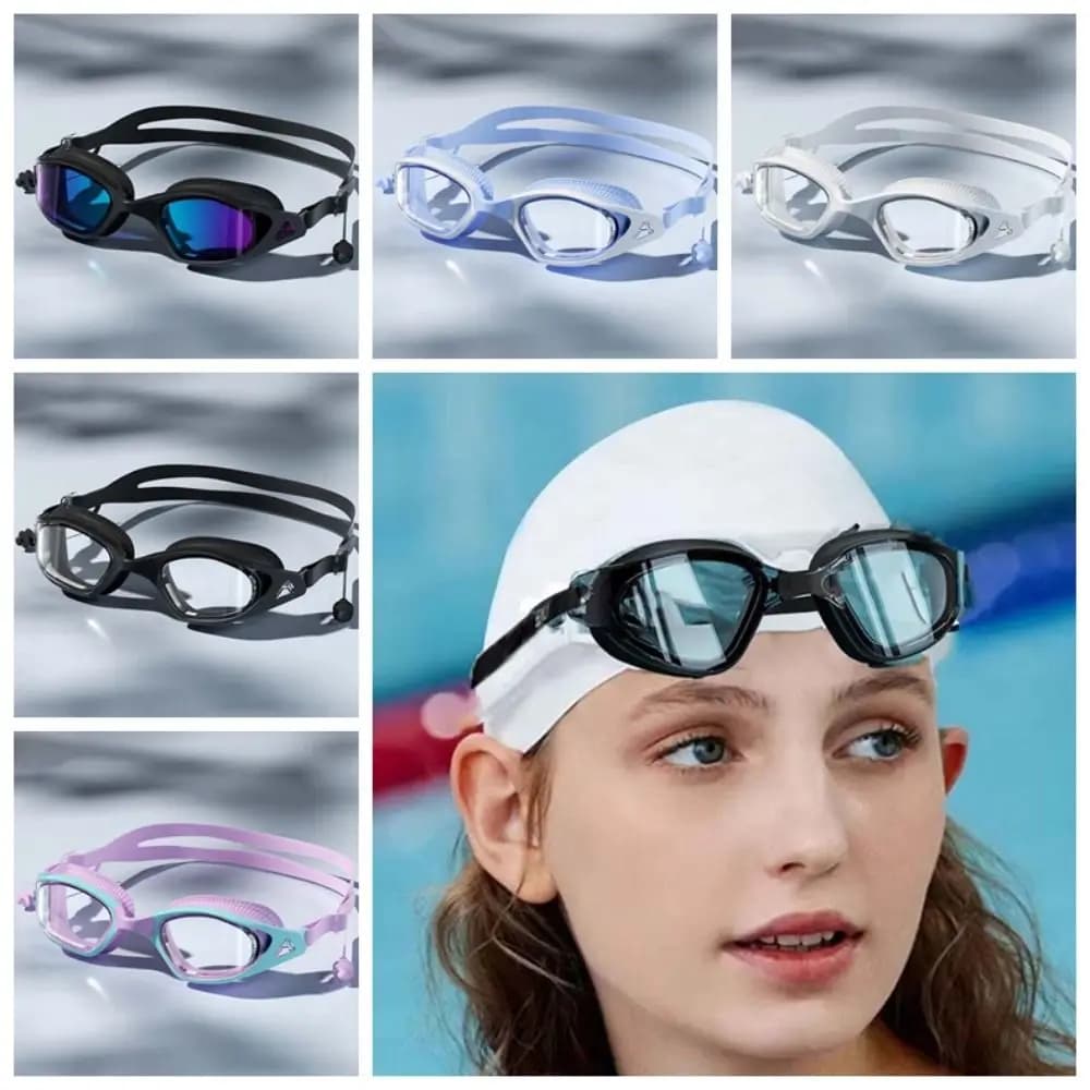 Occhialini da Nuoto Impermeabili Colori Vivaci con Nasello Staccabile e Tappi per le Orecchie, Elettroplaccati e Regolabili