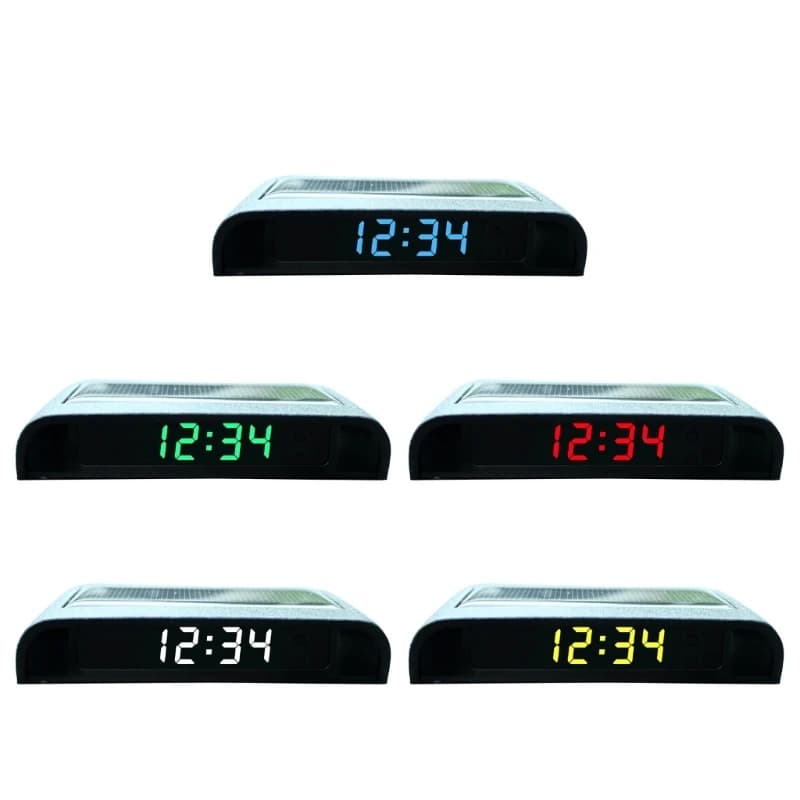 Orologio ad energia solare per automobili con funzione di visualizzazione a bagliore notturno orologio da cruscotto per auto caricato a energia solare per azionamenti notturni