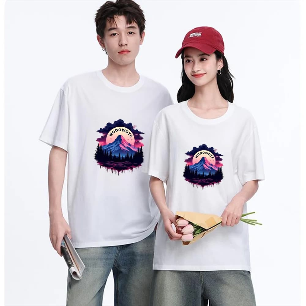 Wodowote Mountain Graphic Printed T Shirt Breathable Fabric S-XXL Personalized Custom Aesthetic Casual Short Sleeve Tee Unisex F