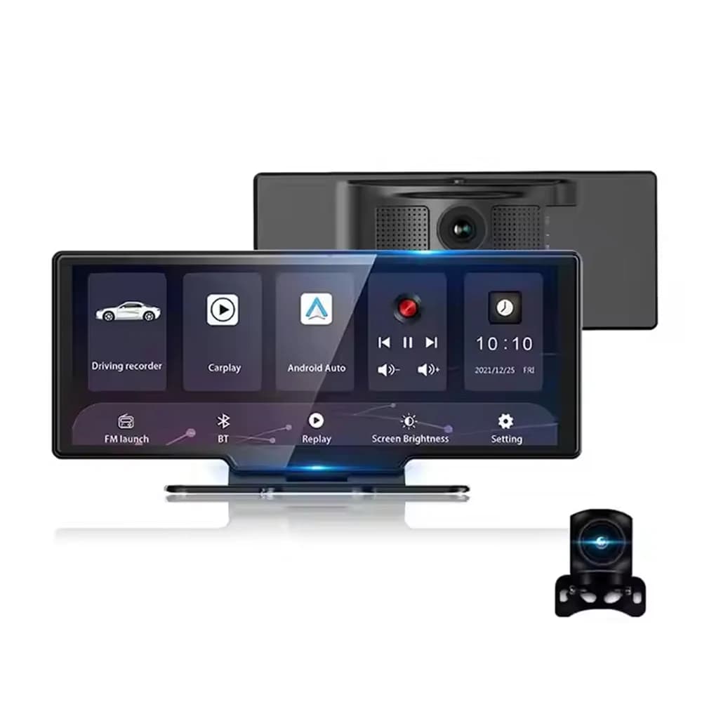 Zimtop 4K 10.26" Navigatore GPS per Auto DVR Wireless Carplay Android Auto Dashcam 1080P Telecamere Anteriori e Posteriori Dual GPS con Controllo Vocale