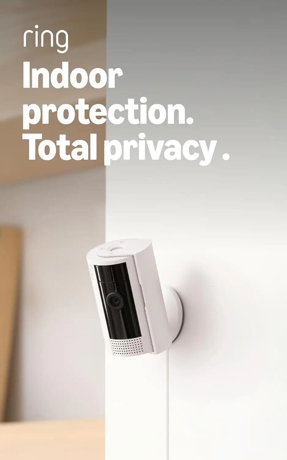 Indoor security camera with HD 1080p video, color night vision, motion alerts and compatibility with Alexa