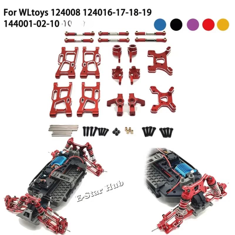 WLtoys 124008 124016 -17-18-19 144001 -02-10 Parti di automobili RC Braccio oscillante Tazza dello sterzo Staffa di sospensione della tazza posteriore Tirare il sedile a C