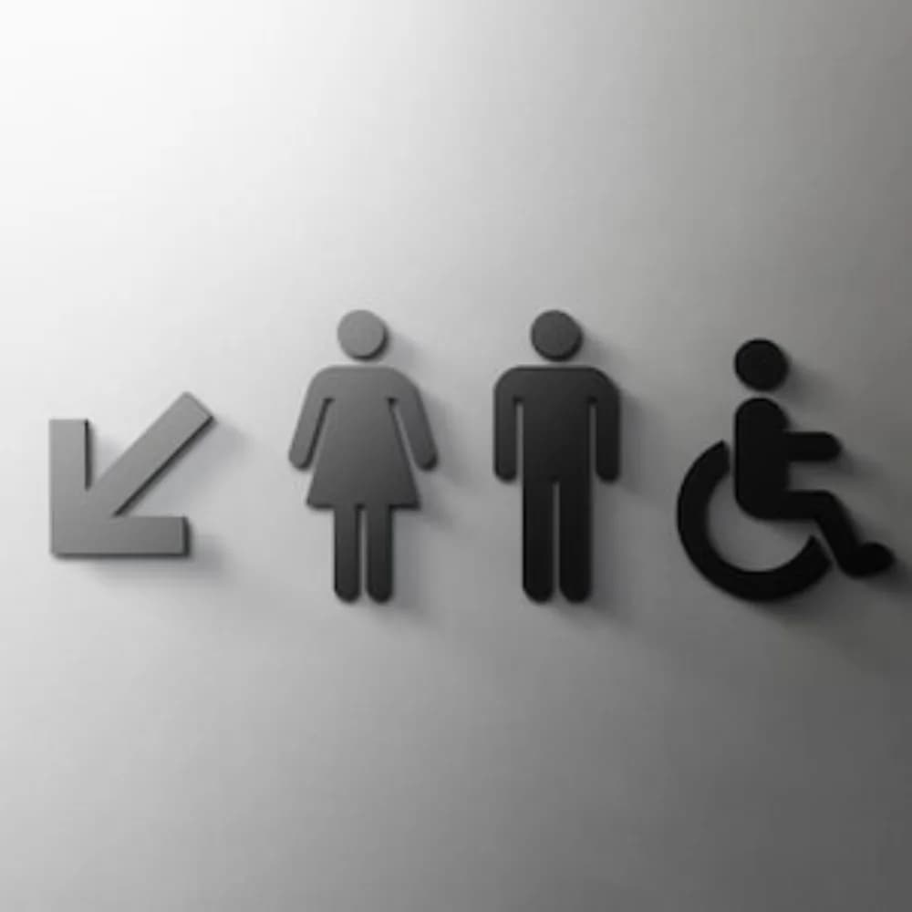Segnaletica 3D in Acrilico per Bagno con Freccia, Indicatore di Direzione per Uscita Toilette, Segnale Adesivo 3D per Porte di Hotel e Ristoranti