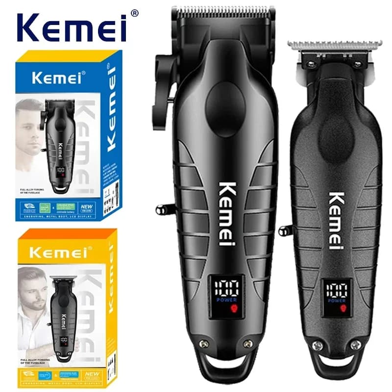 Kemei 2290 2293 Professional Battery Haircut Barbiere Fade Clipper and Zero Gapped Trimmer Set Electric Haircut Kit