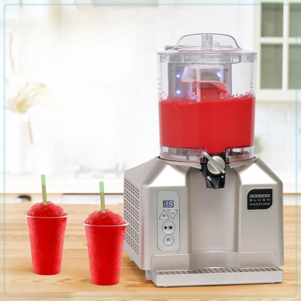 Macchina per Slush Frozen da 2,8L, Frullatore per Smoothie, Slushie e Cocktail in Acciaio Inossidabile