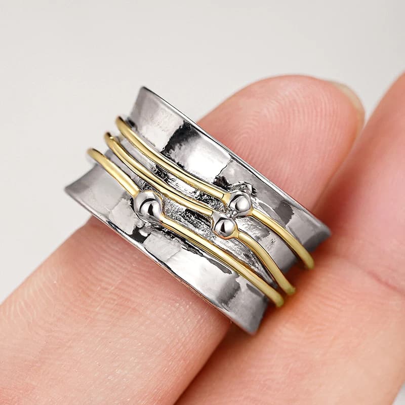 Anelli Eleganti e Semplici Huitan con Design Bicolore, Accessori Delicati e Versatili per le Dita, Gioielli Femminili Chic per Uso Quotidiano