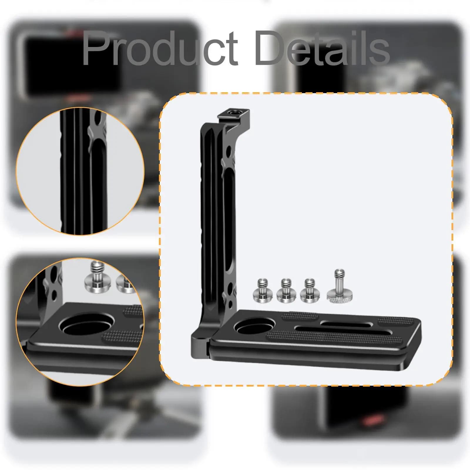 Supporto a L per Fotocamera in Lega di Alluminio con Attacco Cold Shoe, Premium, Professionale, Portatile, Adattatore per Piastra a Sgancio Rapido per Treppiede