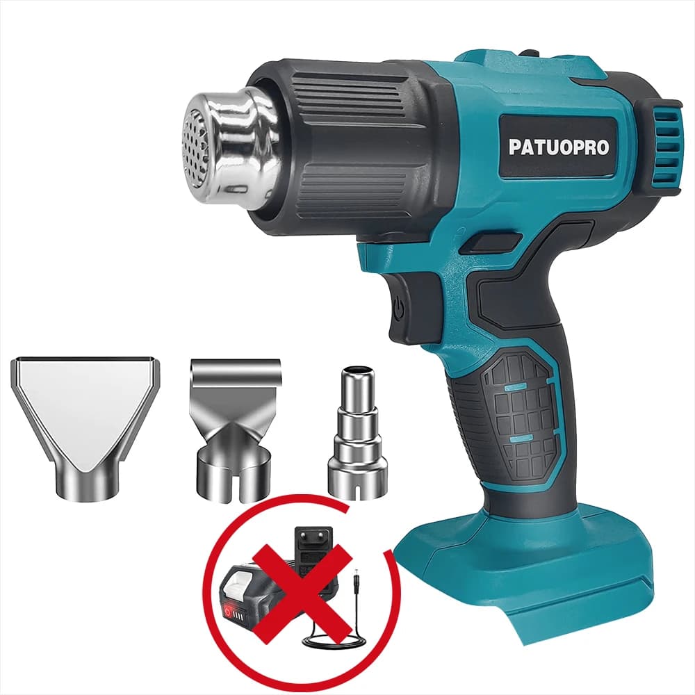 Pistola termica senza fili temperatura regolabile pistola ad aria calda pistola termica elettrica con 3 ugelli per batteria Makita 18V (senza batteria)