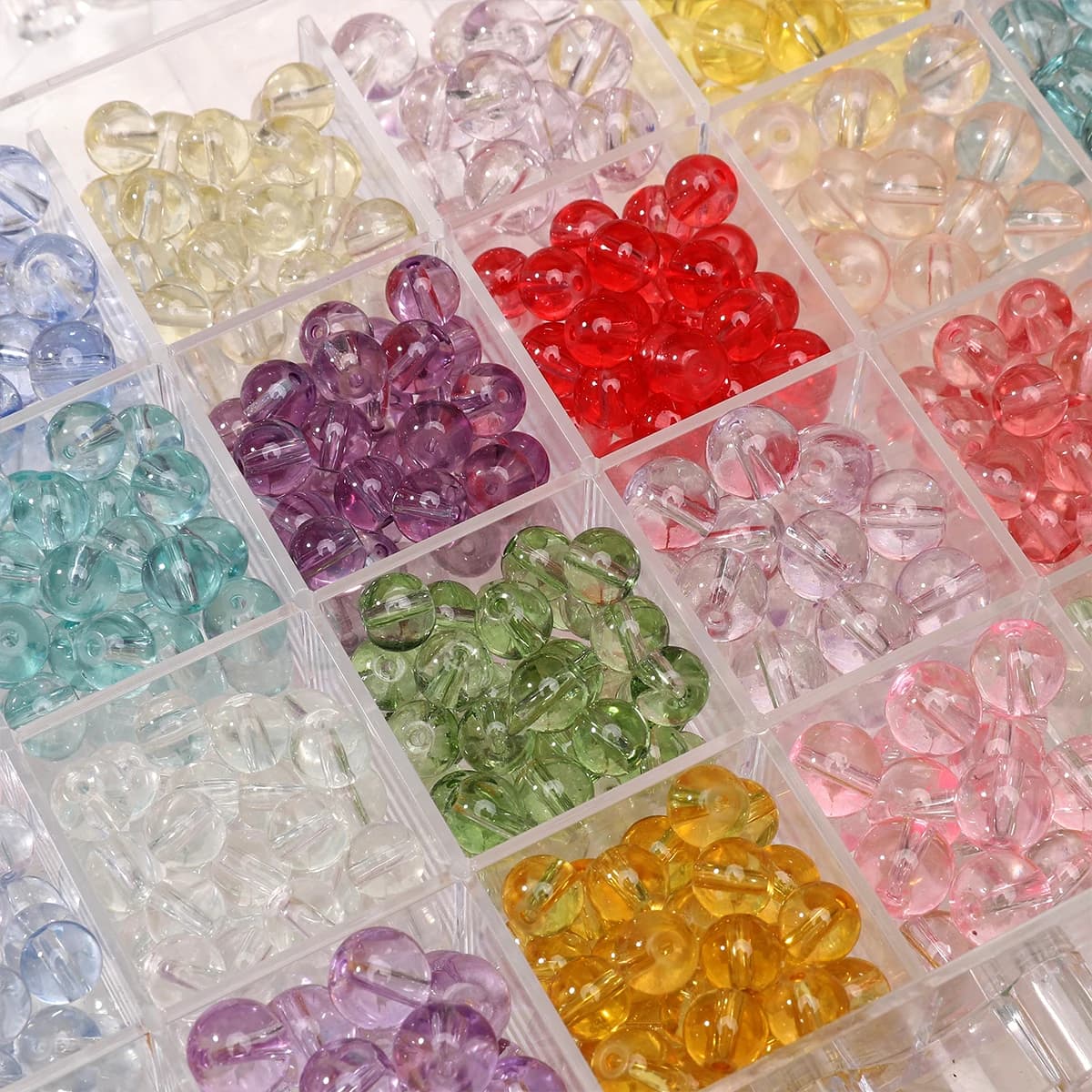 20-50pcs 8/10mm Colorful Transparent Glass Round Beads Loose Spaced Beads Making Jewelry DIY Bracelets Necklace Materials