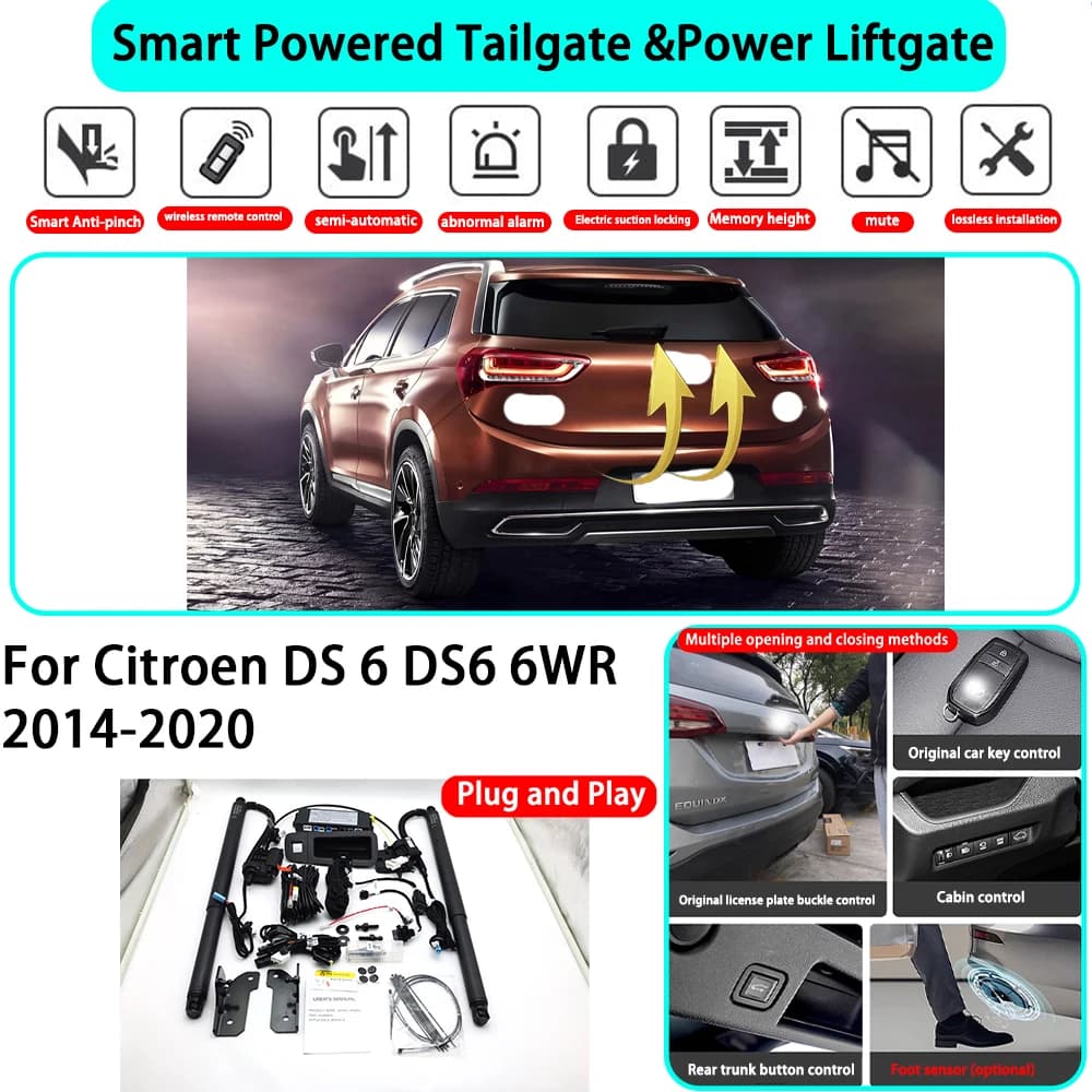 Kit Portellone Posteriore Elettrico Automatico Intelligente per Citroen DS 6 DS6 6WR 2014-2020, Chiusura con Chiave, Plug and Play