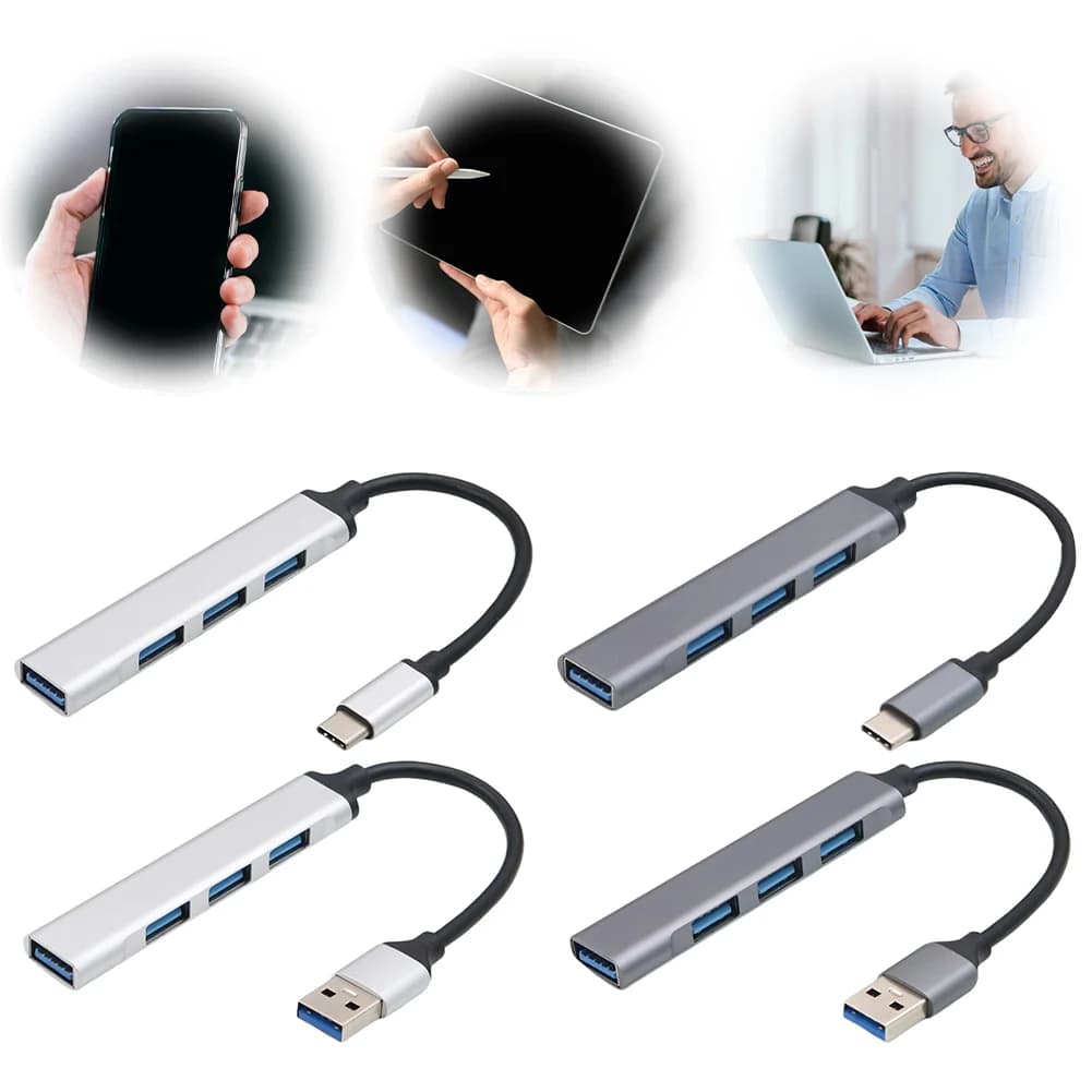 Hub USB 4-in-1 da 5 Gbps, Hub Dati USB C a USB, Hub USB 3.0 Multiplo, Espansore Porte USB per Laptop e PC