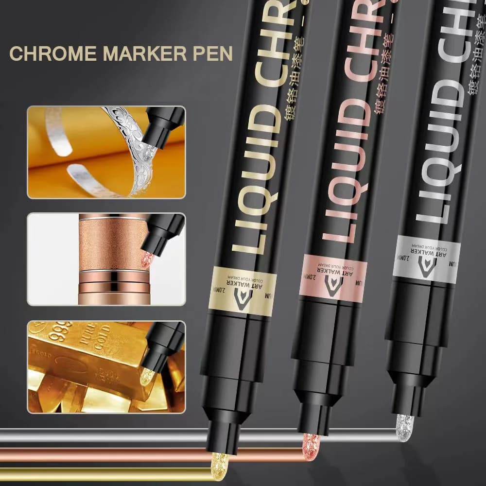 Pennarello a specchio cromato 0,7 mm 1 mm 2 mm Disegno fai da te Pennarelli a specchio Pennarello in oro argento cromato Car Styling Art Craftwork