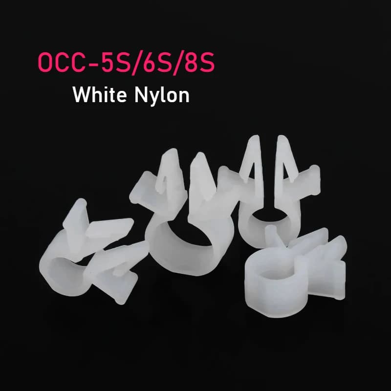 OCC-5S/6S/8S White Nylon PC Board Fixed Cable Clamp Column Cable Tie Holder Round Cable Wire Harness Clip