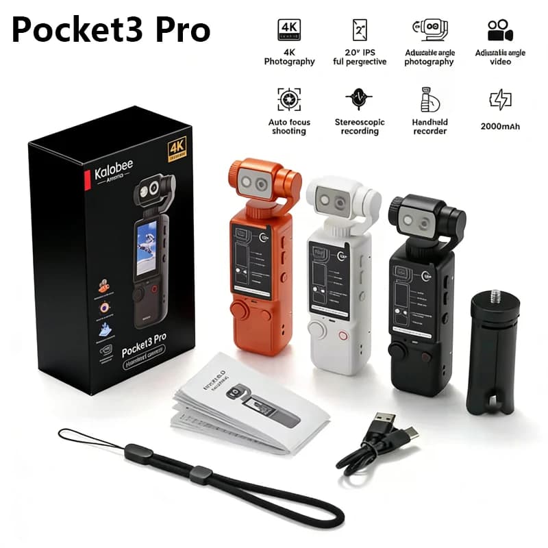 Videocamera Tascabile 4K HD 180° ° Mini Telecamera Portatile Rotante Indossabile con Visione Notturna per Sport all'Aperto 2026 Nuova Pocket3 Pro
