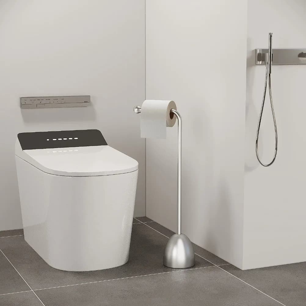 Portarotolo per Carta Igienica in Acciaio Inox Stile Nordico, Portarotolo da Terra per Bagno, Accessorio per il Bagno