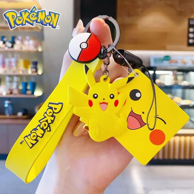 Genuino Pokemon Action Figure Pikachu Keychain Squirtle Bulbasaur Charmander Psyduck Keyring Backpack Pattern Toy Gift for Kids