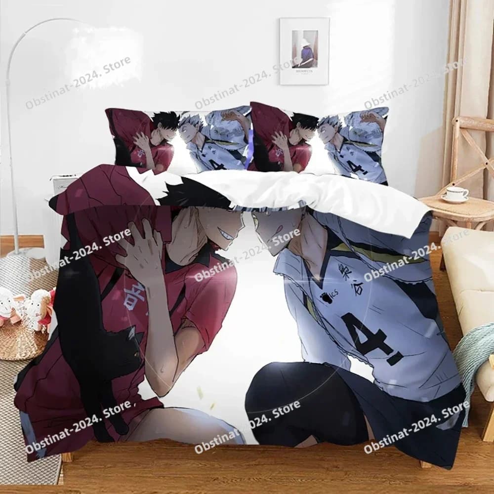 Haikyuu Set biancheria da letto Twin Full Queen King Size Pallavolo ragazzo Set letto Camera da letto per adulti Stampa 3D Copripiumino Biancheria da letto Biancheria da letto