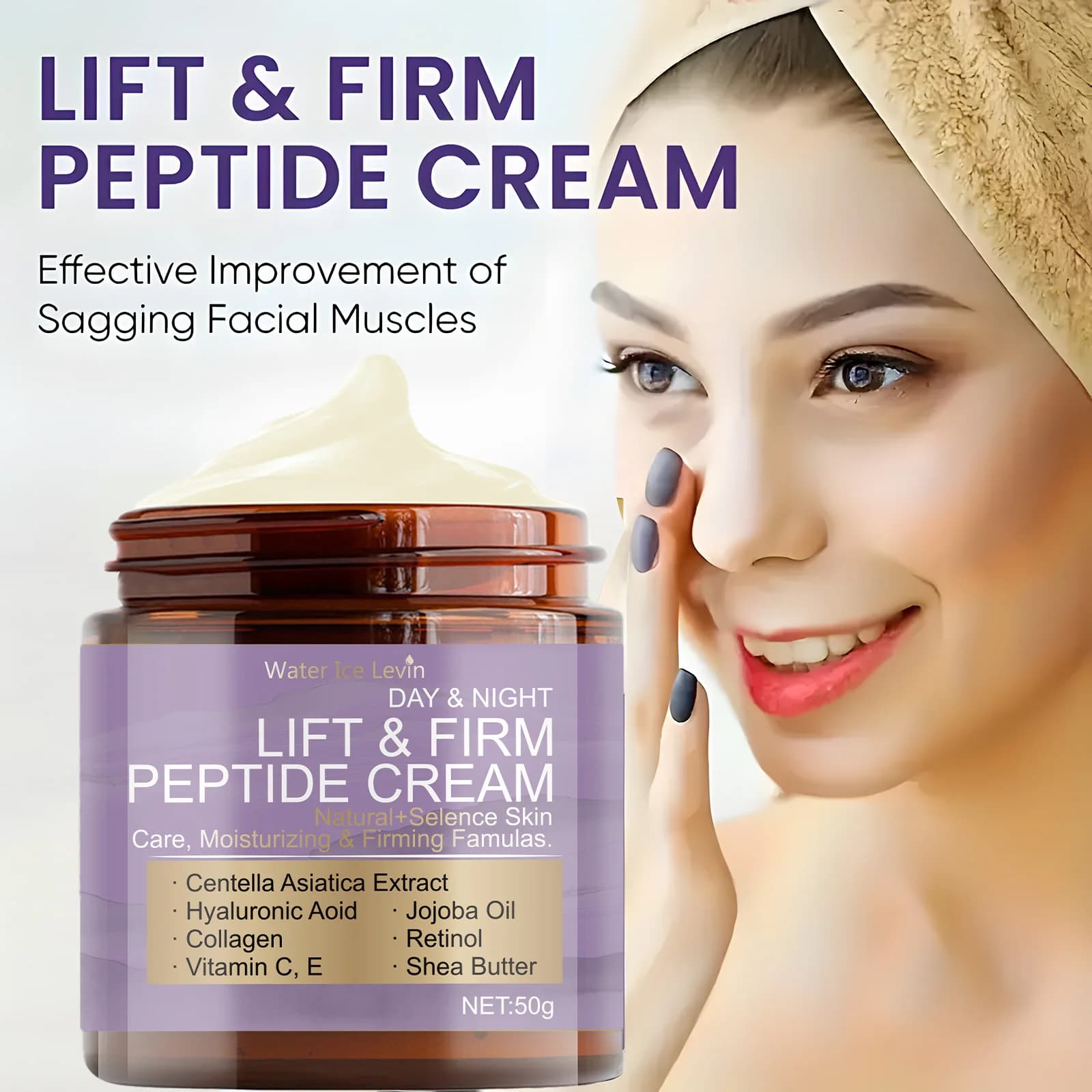 Peptidic cream day and night Water Ice Levin: for lifting and shaving 24/7 with retinol, vitamin C and hyaluronic acid.