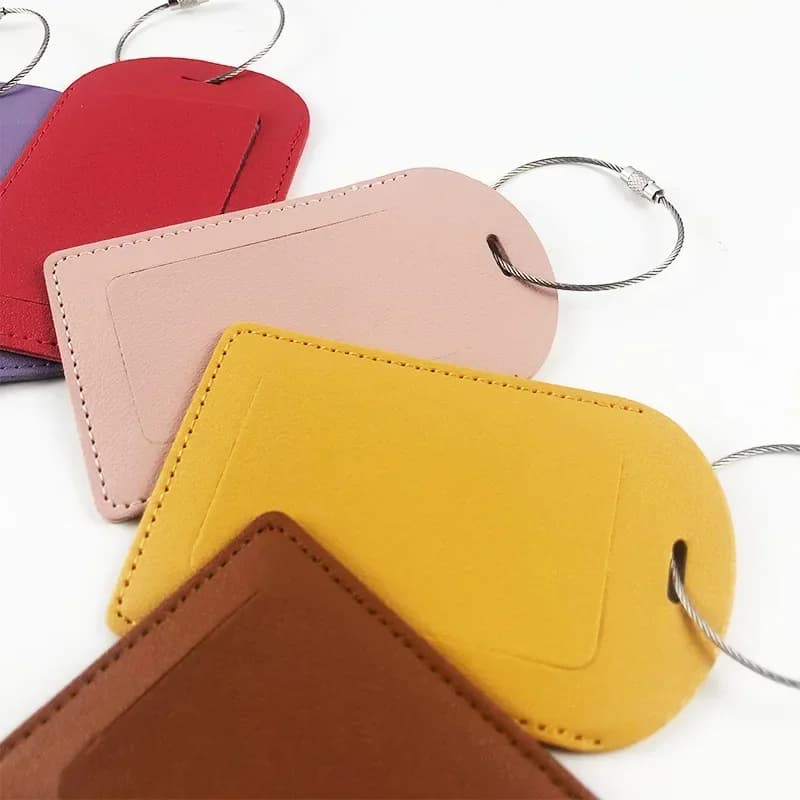 Etichette per Bagagli in Pelle PU, Porta Etichette ID in Alluminio per Valigie, Porta Indirizzo, Targhette con Nome, Accessori da Viaggio Portatili