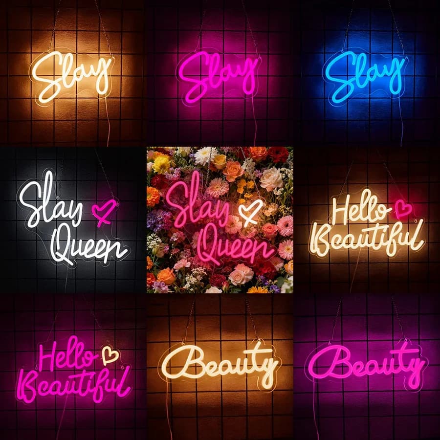 Insegne a LED Slay Queen per matrimoni, feste, camere da letto, compleanni, salone di bellezza, alimentate tramite USB, bellissimi insegne al neon per la decorazione della parete.