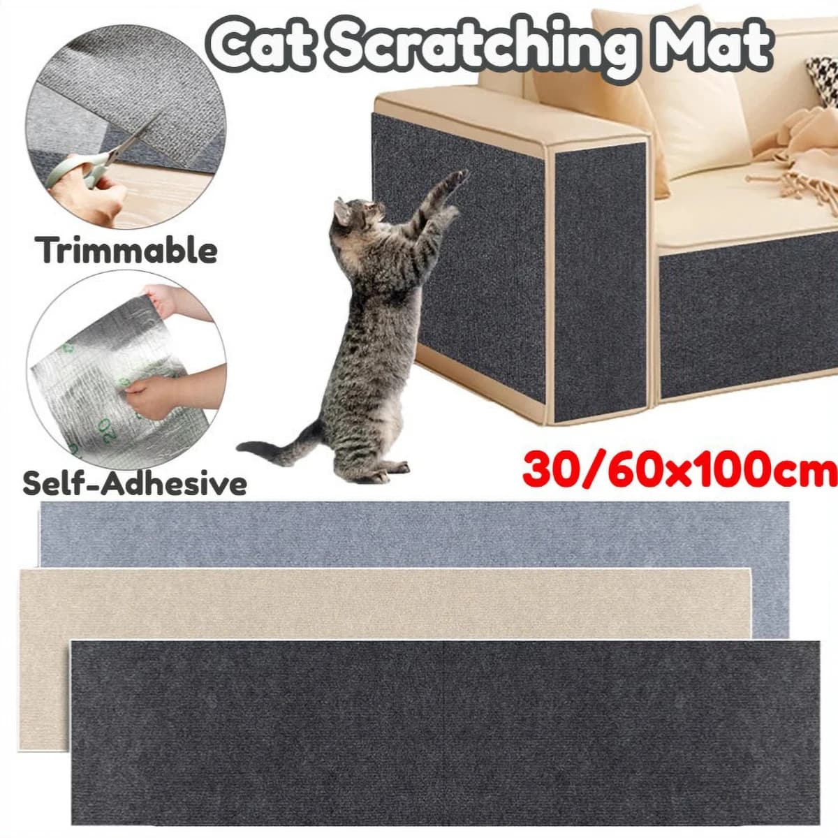 1M Tappetino antigraffio per gatti Grande trimmer autoadesivo Tappeto antigraffio per gatti Protezione per divani Tiragraffi per gatti Giocattoli per gatti