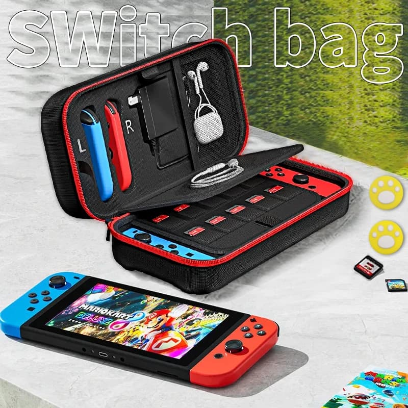 Custodia da trasporto per Switch OLED adatta per Joycon e adattatore CA Borsa rigida portatile Borsa da viaggio portatile