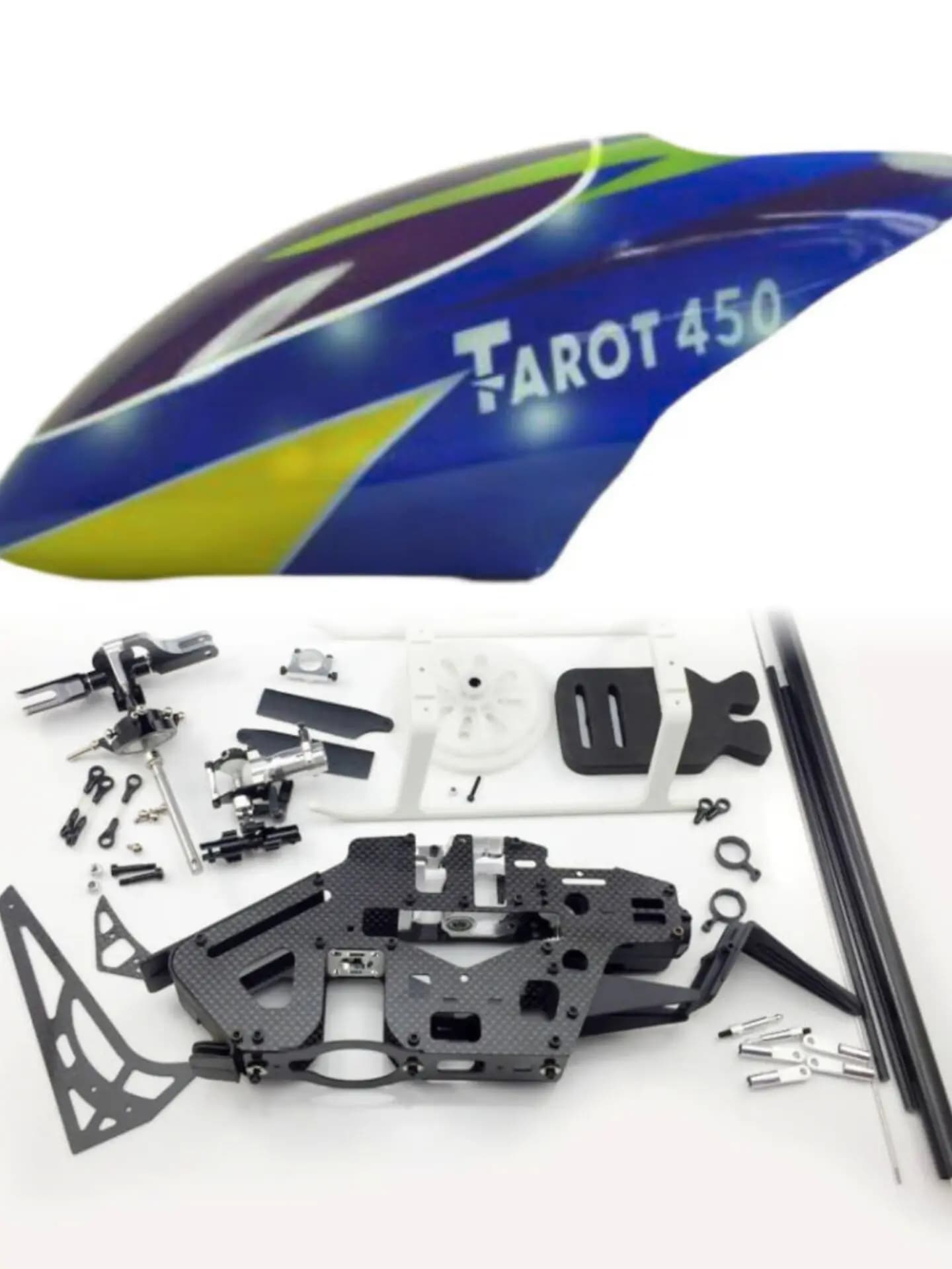 Kit elicottero 6CH 3D RC 450 DFC Telaio principale in fibra di carbonio Tubo di coppia Coda RC fai da te